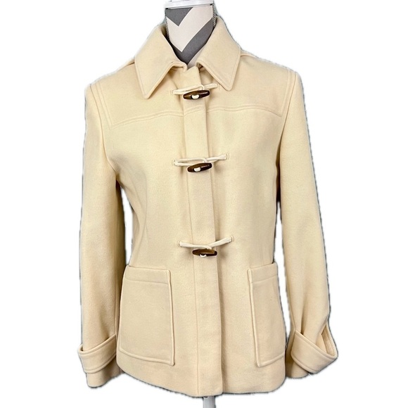 Kenneth Cole Reaction Cream Wool Blend Coat - Size 8 - Picture 2 of 12